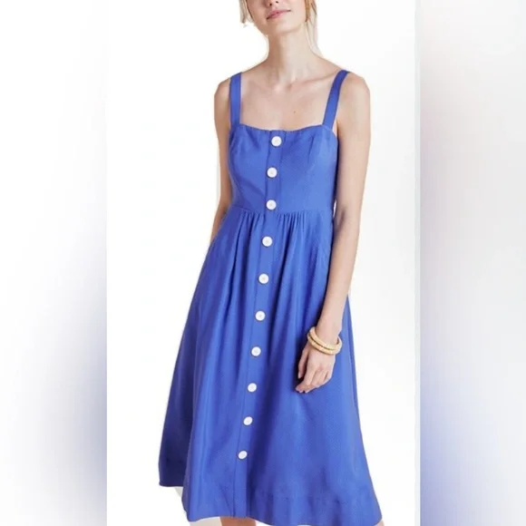 Anthropologie | Dresses | Anthropologie Maeve Blue Midi Dress | Poshmark